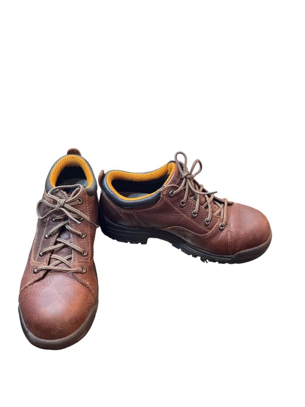 Timberland Pro Power wms brown leather steel toe work shoes sz 9.5M SKU 10-486
